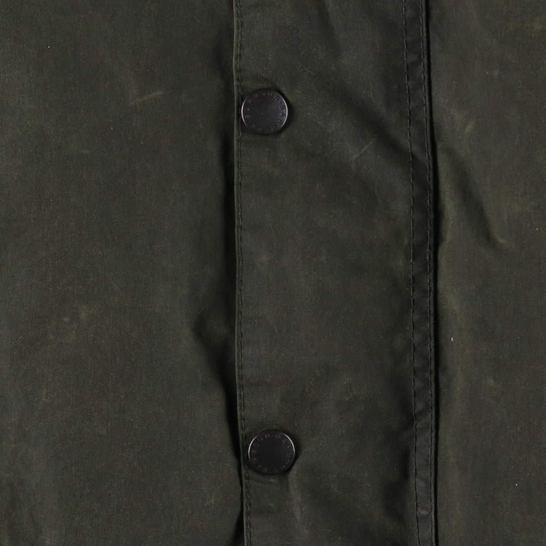 Vintage 1980s-1990'S Barbour Border Jacket, Old 3 Warrant, Waxed Cotton, Oiled, Made in England, C38, Men's Size Medium cotton Khaki type Vintage Second Hand