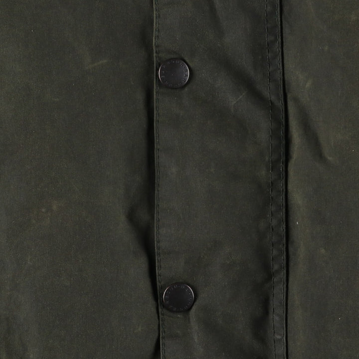 Vintage 1980s-1990'S Barbour Border Jacket, Old 3 Warrant, Waxed Cotton, Oiled, Made in England, C38, Men's Size Medium cotton Khaki type Vintage Second Hand