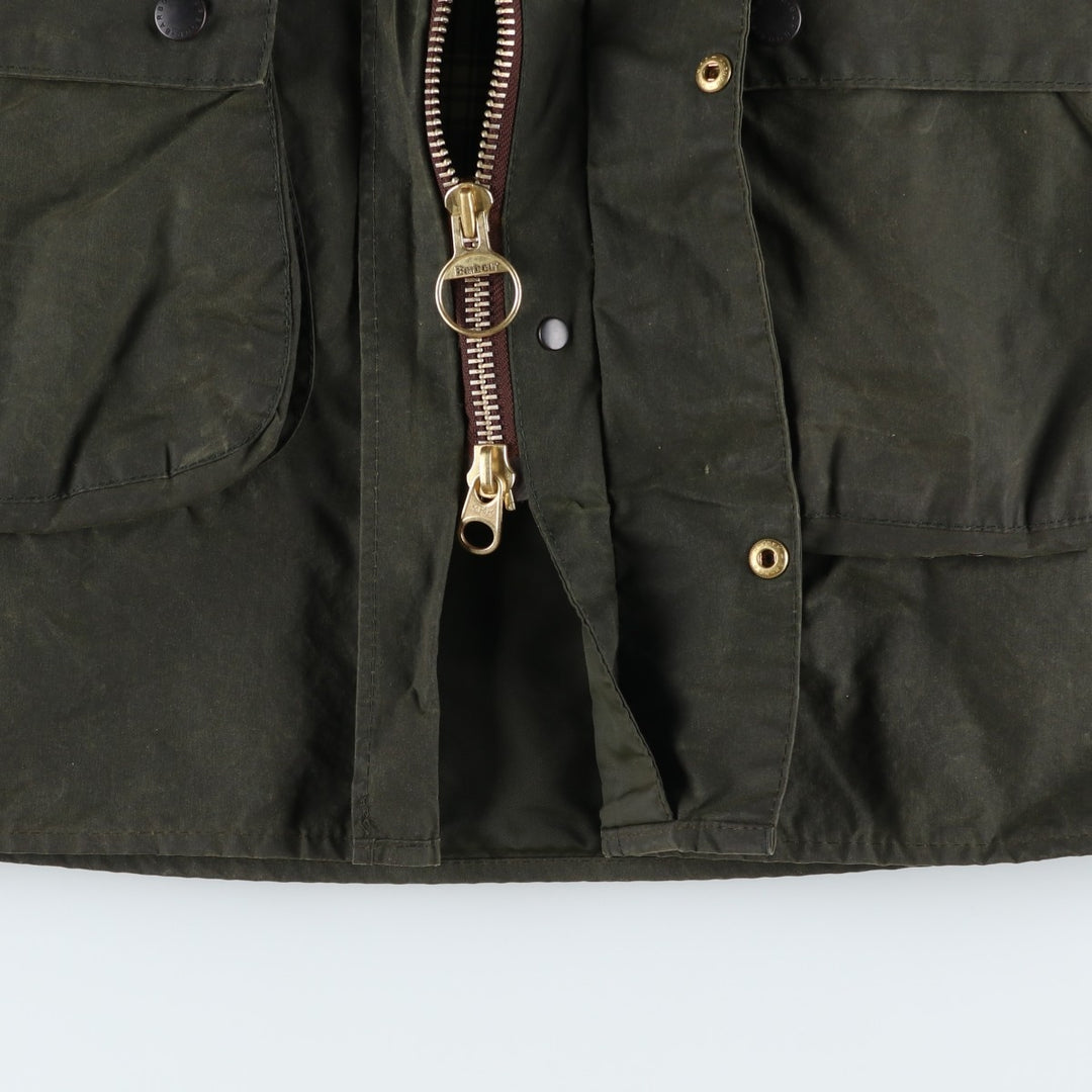 Vintage 1980s-1990'S Barbour Border Jacket, Old 3 Warrant, Waxed Cotton, Oiled, Made in England, C38, Men's Size Medium cotton Khaki type Vintage Second Hand