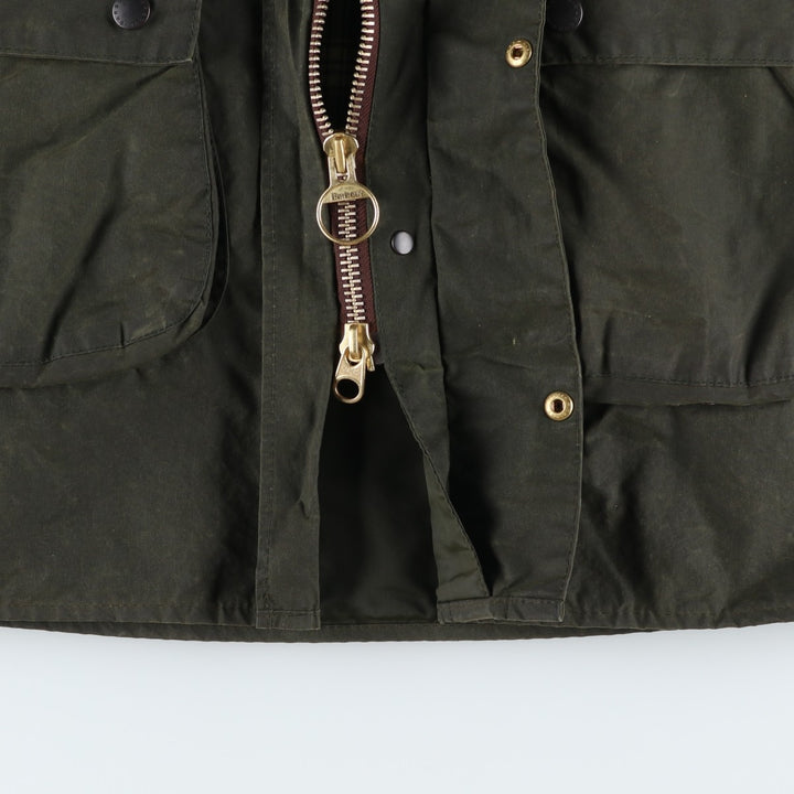 Vintage 1980s-1990'S Barbour Border Jacket, Old 3 Warrant, Waxed Cotton, Oiled, Made in England, C38, Men's Size Medium cotton Khaki type Vintage Second Hand