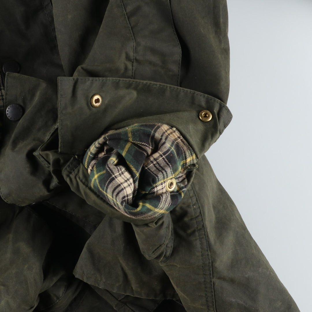 Vintage 1980s-1990'S Barbour Border Jacket, Old 3 Warrant, Waxed Cotton, Oiled, Made in England, C38, Men's Size Medium cotton Khaki type Vintage Second Hand