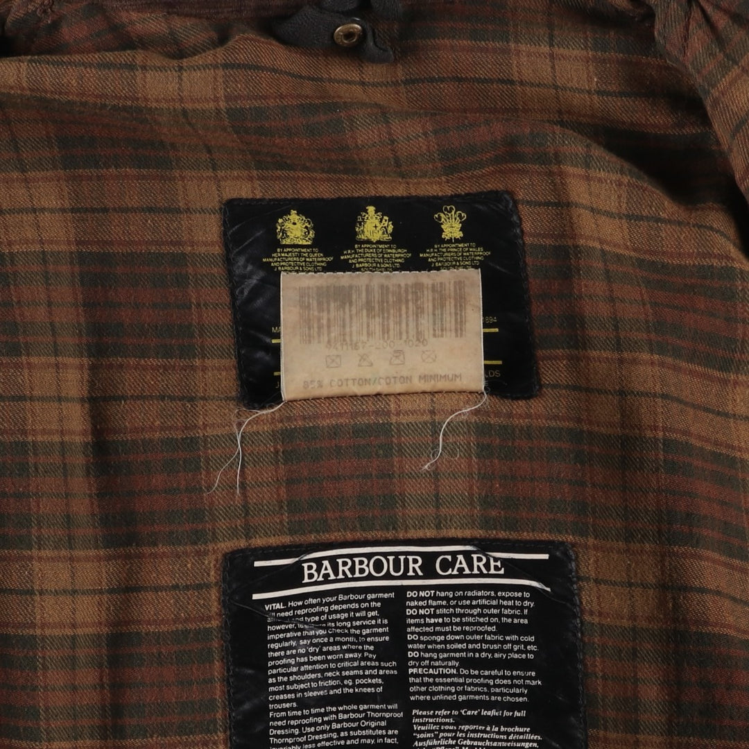 80s-90'S Barbour Beaufort Old 3 Warrant Badged Oiled Hunting Jacket C46 Men's XL cotton brown type Vintage Second Hand