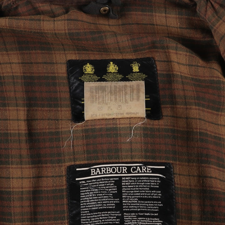 80s-90'S Barbour Beaufort Old 3 Warrant Badged Oiled Hunting Jacket C46 Men's XL cotton brown type Vintage Second Hand