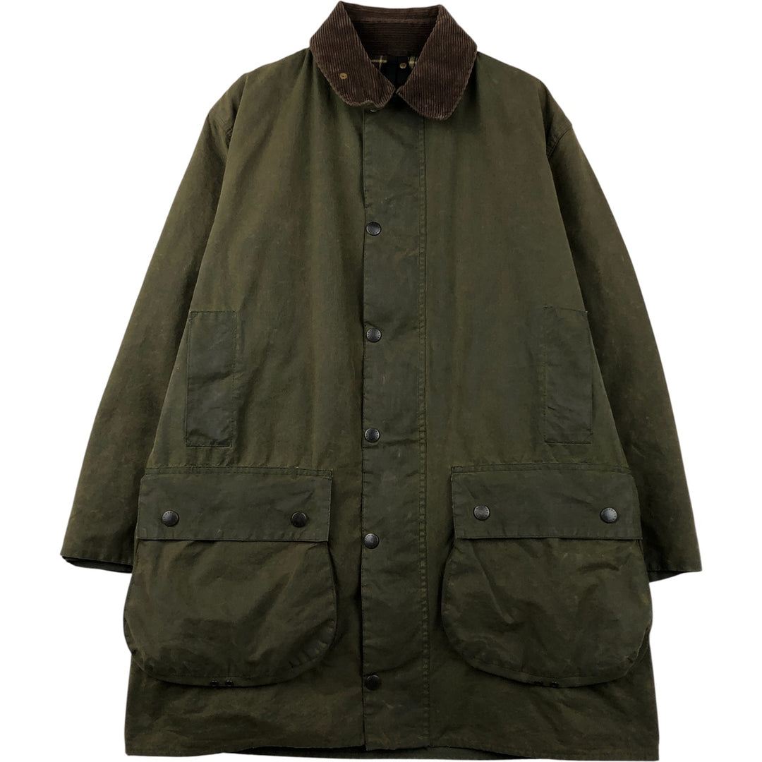 90'S Barbour BORDER (old 3-warrant) waxed cotton oiled jacket, made in England, C40, men's size M cotton Khaki type Vintage Second Hand
