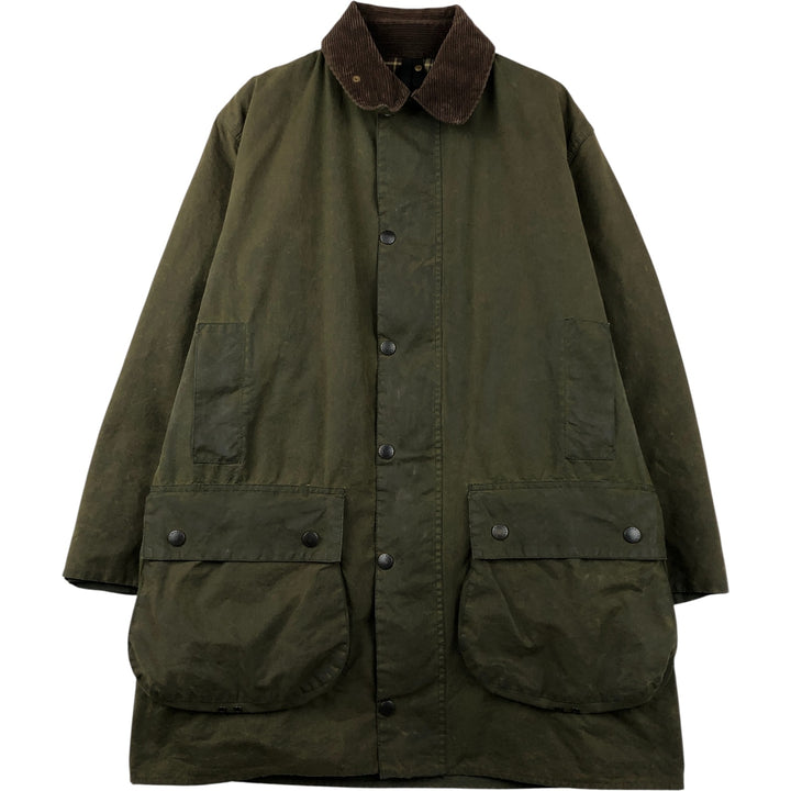 90'S Barbour BORDER (old 3-warrant) waxed cotton oiled jacket, made in England, C40, men's size M cotton Khaki type Vintage Second Hand