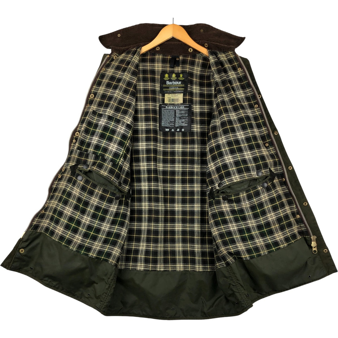 90'S Barbour BORDER (old 3-warrant) waxed cotton oiled jacket, made in England, C40, men's size M cotton Khaki type Vintage Second Hand