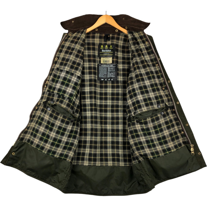 90'S Barbour BORDER (old 3-warrant) waxed cotton oiled jacket, made in England, C40, men's size M cotton Khaki type Vintage Second Hand