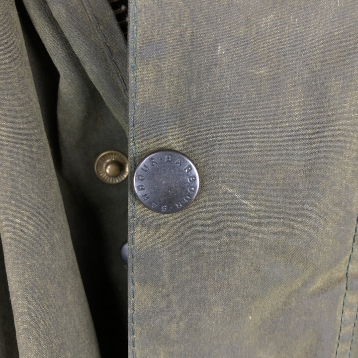 90'S Barbour BORDER (old 3-warrant) waxed cotton oiled jacket, made in England, C40, men's size M cotton Khaki type Vintage Second Hand