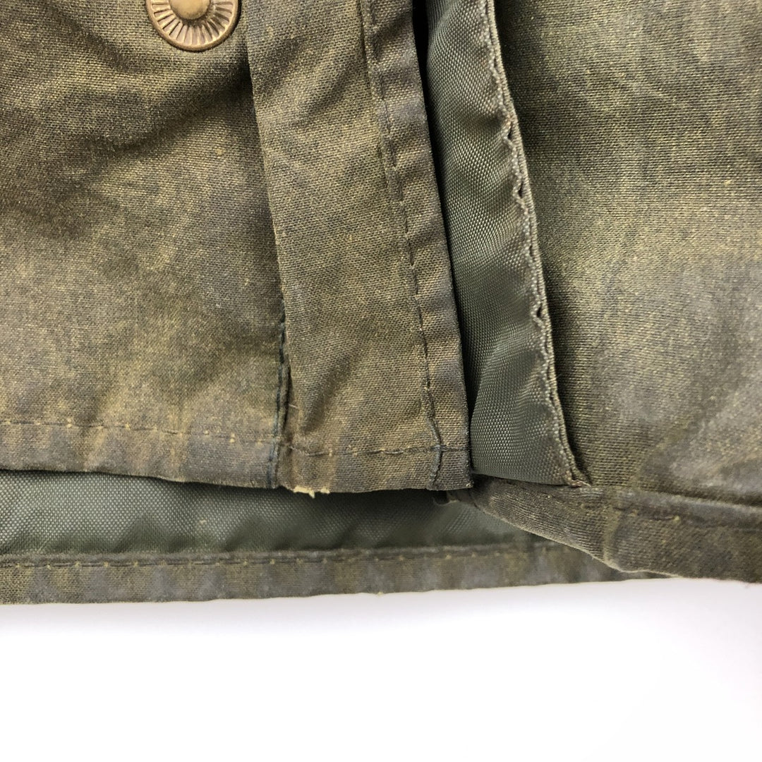 90'S Barbour BORDER (old 3-warrant) waxed cotton oiled jacket, made in England, C40, men's size M cotton Khaki type Vintage Second Hand