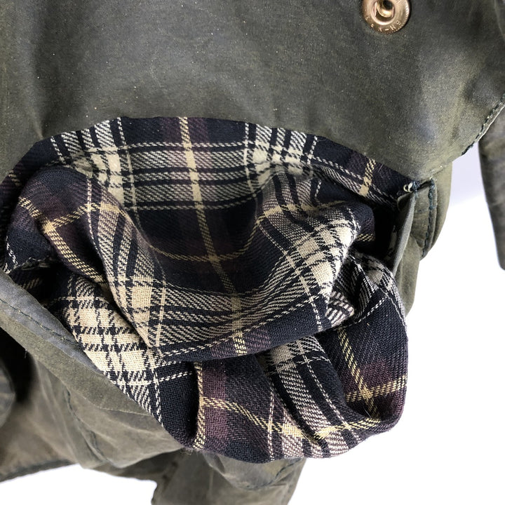 90'S Barbour BORDER (old 3-warrant) waxed cotton oiled jacket, made in England, C40, men's size M cotton Khaki type Vintage Second Hand