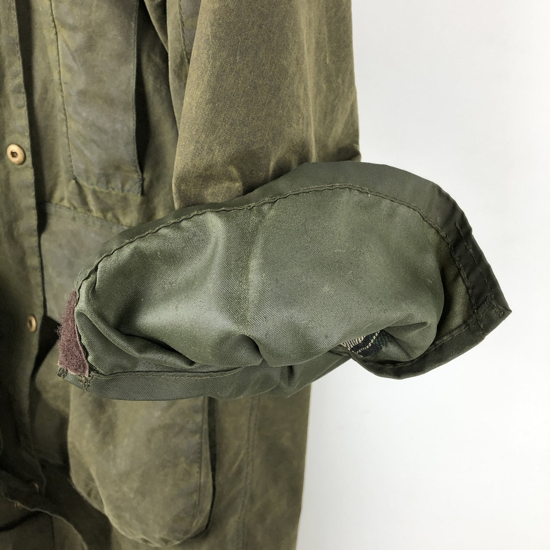 90'S Barbour BORDER (old 3-warrant) waxed cotton oiled jacket, made in England, C40, men's size M cotton Khaki type Vintage Second Hand