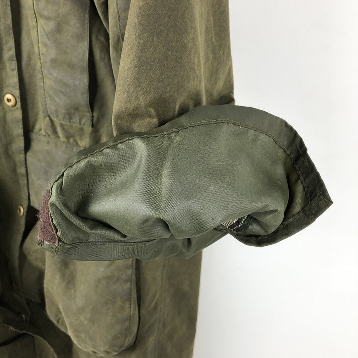 90'S Barbour BORDER (old 3-warrant) waxed cotton oiled jacket, made in England, C40, men's size M cotton Khaki type Vintage Second Hand