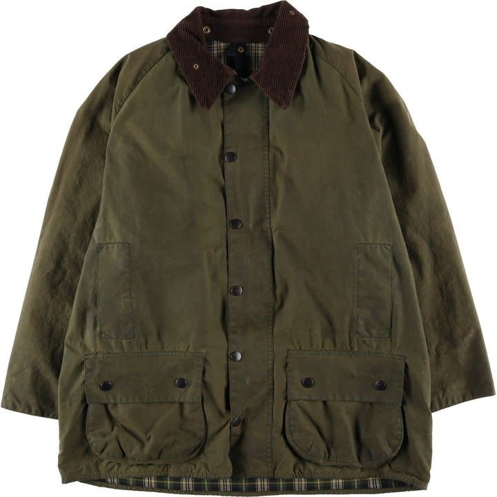 80s-90'S Barbour Beaufort Old 3 Warrant Oiled Hunting Jacket Made in England C46 Men's XL equivalent Vintage cotton Khaki type Vintage Second Hand