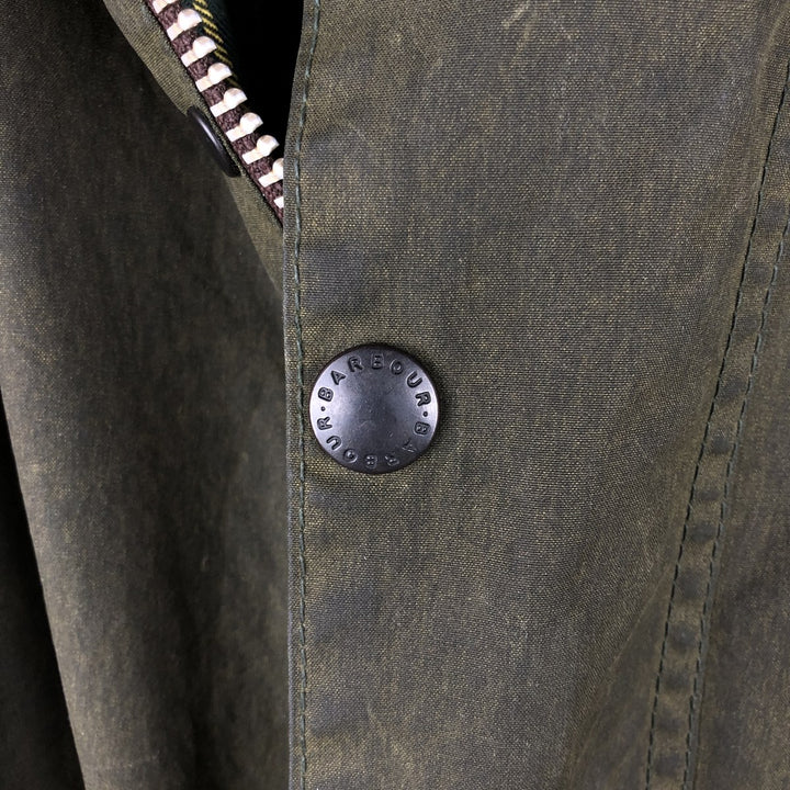 90'S Barbour BEAUFORT Beaufort Old 3 Warrant Oiled Hunting Jacket Made in England Men's XL cotton Khaki type Vintage Second Hand
