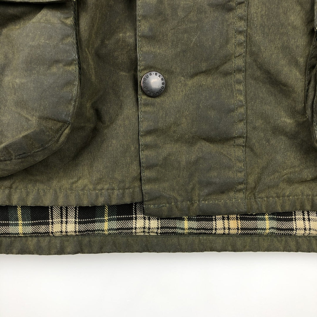 90'S Barbour BEAUFORT Beaufort Old 3 Warrant Oiled Hunting Jacket Made in England Men's XL cotton Khaki type Vintage Second Hand