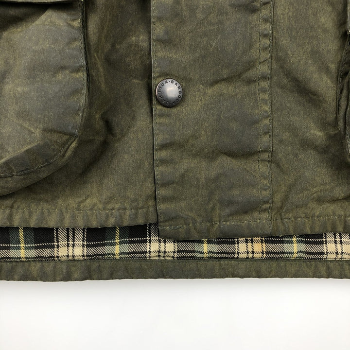90'S Barbour BEAUFORT Beaufort Old 3 Warrant Oiled Hunting Jacket Made in England Men's XL cotton Khaki type Vintage Second Hand