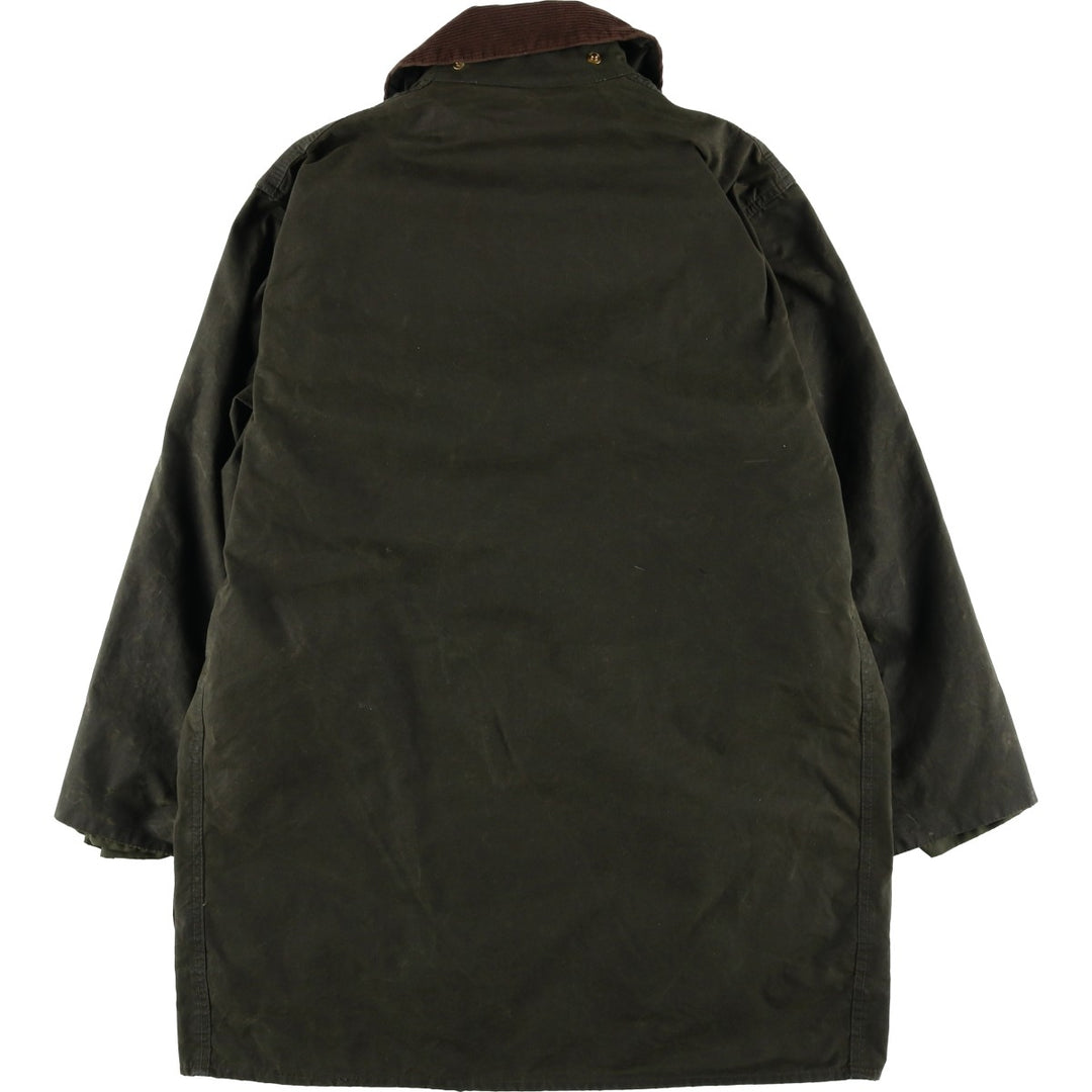 Vintage 1980s-1990'S Barbour Border Jacket, Old 3 Warrant, Waxed Cotton, Oiled, Made in England, C40, Men's Size M cotton Khaki type Vintage Second Hand