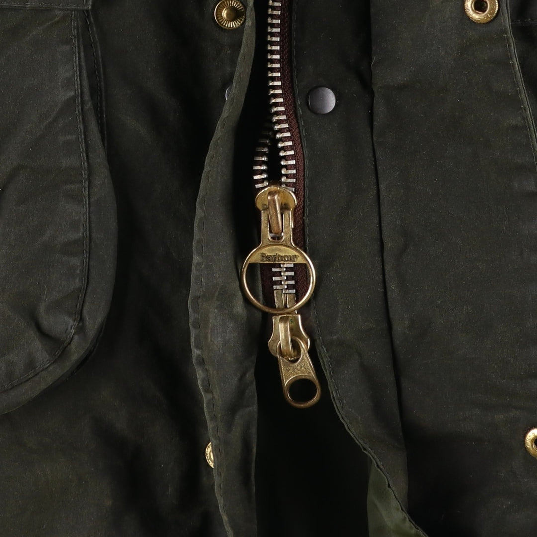Vintage 1980s-1990'S Barbour Border Jacket, Old 3 Warrant, Waxed Cotton, Oiled, Made in England, C40, Men's Size M cotton Khaki type Vintage Second Hand