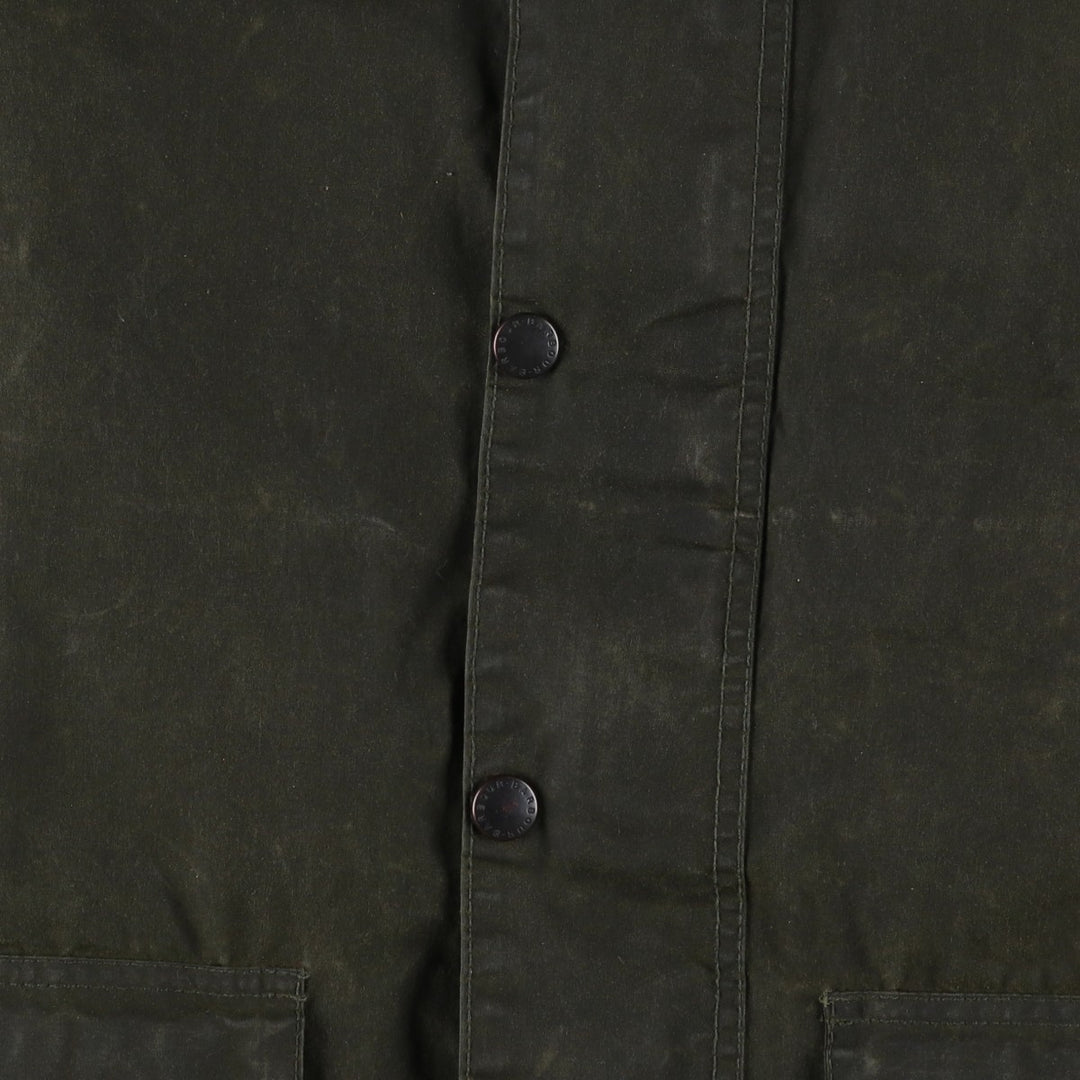 Vintage 1980s-1990'S Barbour Border Jacket, Old 3 Warrant, Waxed Cotton, Oiled, Made in England, C40, Men's Size M cotton Khaki type Vintage Second Hand
