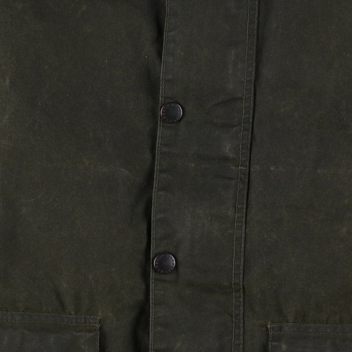 Vintage 1980s-1990'S Barbour Border Jacket, Old 3 Warrant, Waxed Cotton, Oiled, Made in England, C40, Men's Size M cotton Khaki type Vintage Second Hand