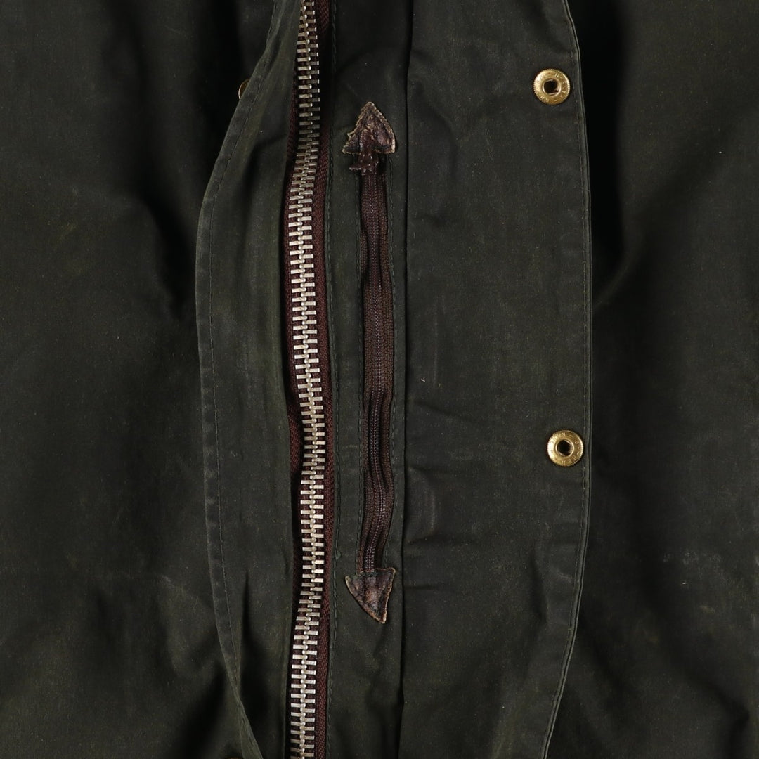 Vintage 1980s-1990'S Barbour Border Jacket, Old 3 Warrant, Waxed Cotton, Oiled, Made in England, C40, Men's Size M cotton Khaki type Vintage Second Hand