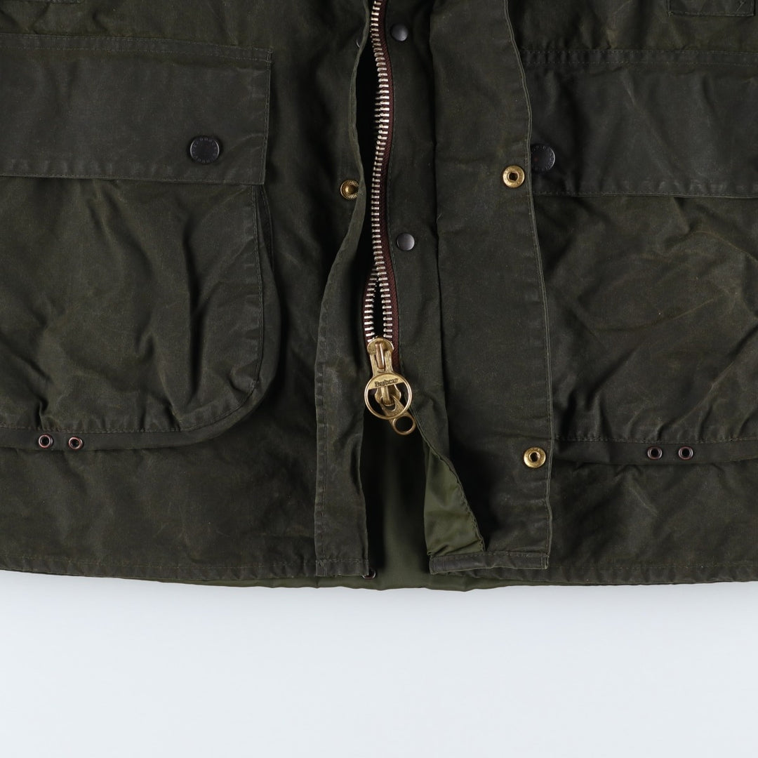 Vintage 1980s-1990'S Barbour Border Jacket, Old 3 Warrant, Waxed Cotton, Oiled, Made in England, C40, Men's Size M cotton Khaki type Vintage Second Hand