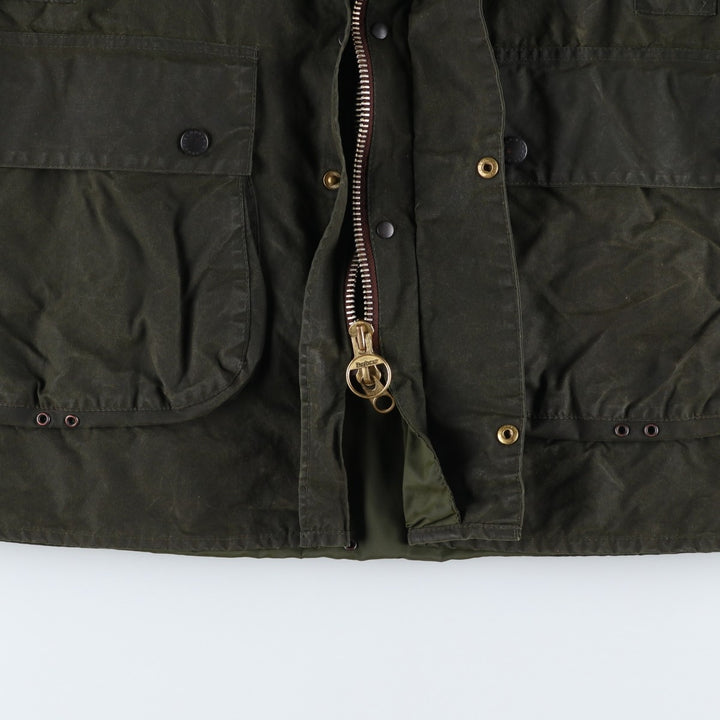 Vintage 1980s-1990'S Barbour Border Jacket, Old 3 Warrant, Waxed Cotton, Oiled, Made in England, C40, Men's Size M cotton Khaki type Vintage Second Hand