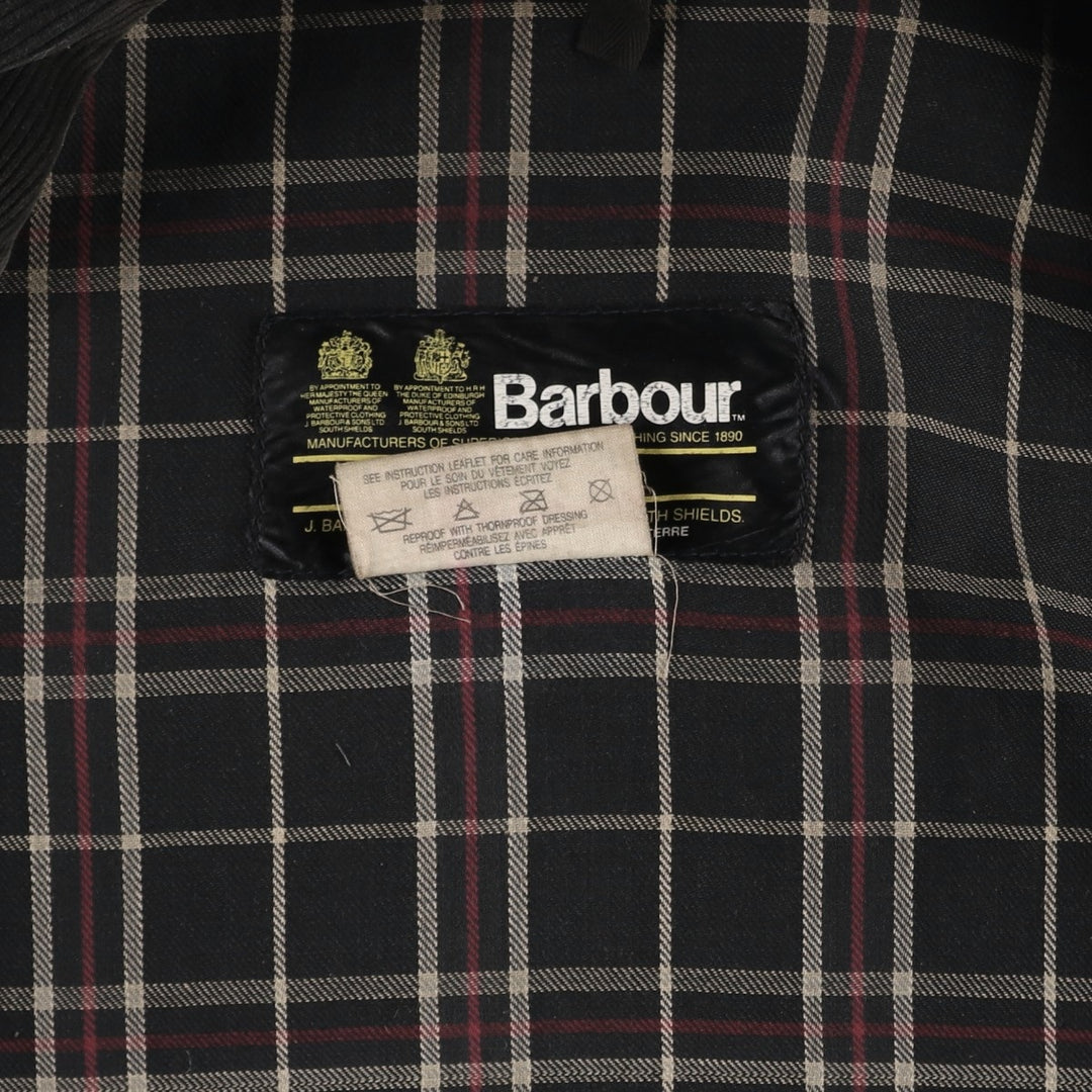 Vintage 1980'S Barbour BORDER 2 Warrant waxed cotton oiled jacket, made in England, men's size L cotton Khaki type Vintage Second Hand