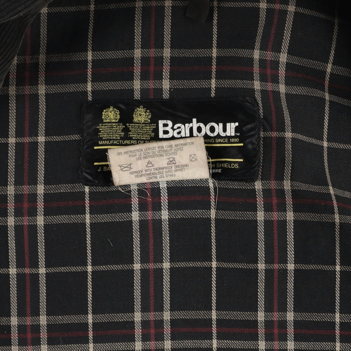 Vintage 1980'S Barbour BORDER 2 Warrant waxed cotton oiled jacket, made in England, men's size L cotton Khaki type Vintage Second Hand