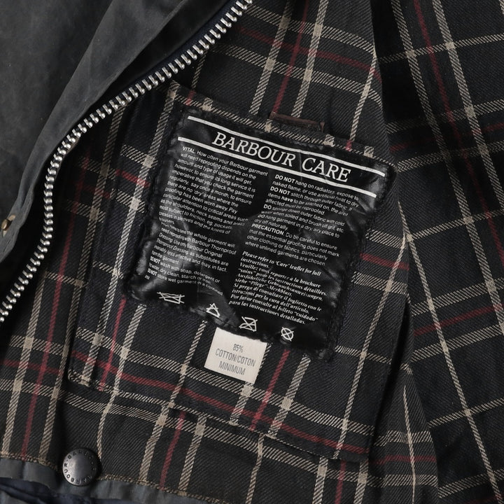 Vintage 1980'S Barbour BORDER 2 Warrant waxed cotton oiled jacket, made in England, men's size L cotton Khaki type Vintage Second Hand