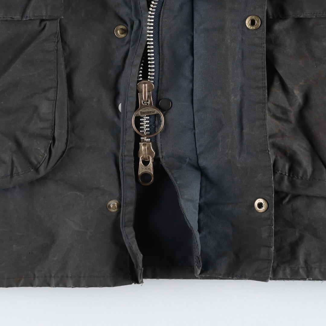 Vintage 1980'S Barbour BORDER 2 Warrant waxed cotton oiled jacket, made in England, men's size L cotton Khaki type Vintage Second Hand