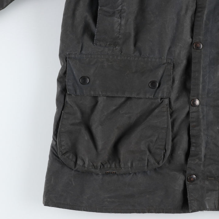 Vintage 1980'S Barbour BORDER 2 Warrant waxed cotton oiled jacket, made in England, men's size L cotton Khaki type Vintage Second Hand