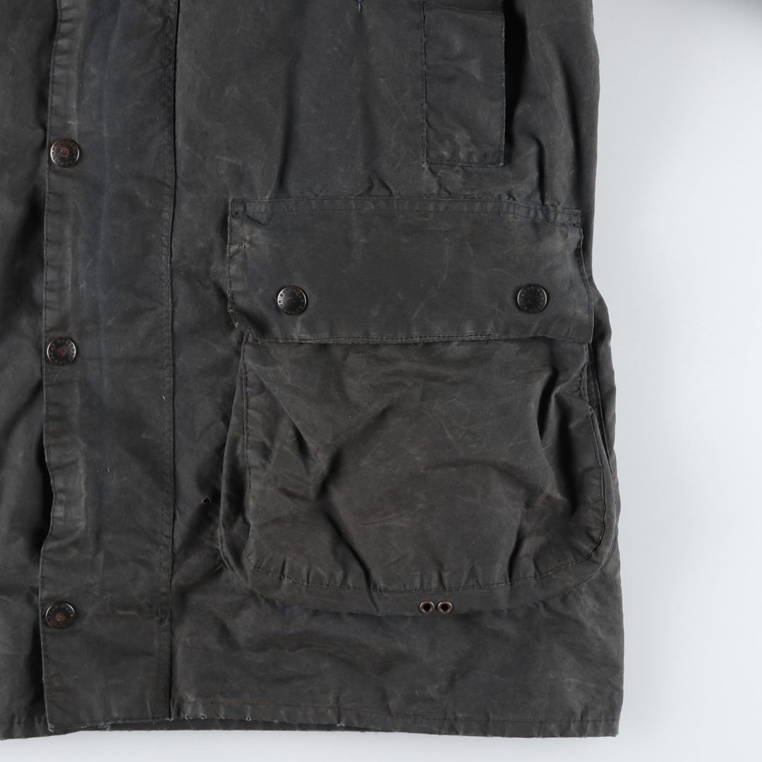 Vintage 1980'S Barbour BORDER 2 Warrant waxed cotton oiled jacket, made in England, men's size L cotton Khaki type Vintage Second Hand
