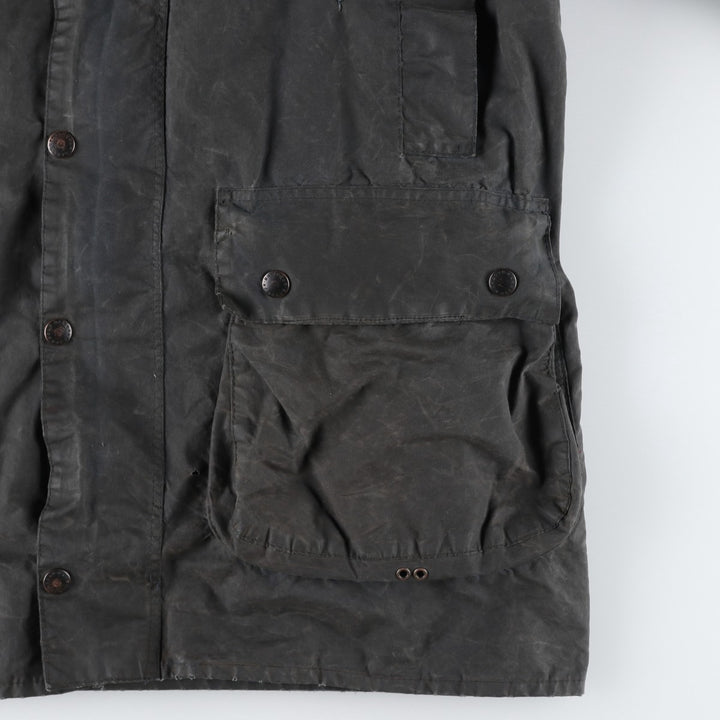 Vintage 1980'S Barbour BORDER 2 Warrant waxed cotton oiled jacket, made in England, men's size L cotton Khaki type Vintage Second Hand