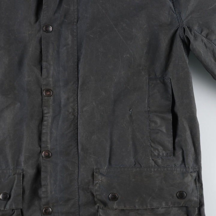 Vintage 1980'S Barbour BORDER 2 Warrant waxed cotton oiled jacket, made in England, men's size L cotton Khaki type Vintage Second Hand