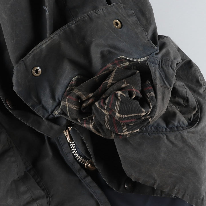 Vintage 1980'S Barbour BORDER 2 Warrant waxed cotton oiled jacket, made in England, men's size L cotton Khaki type Vintage Second Hand