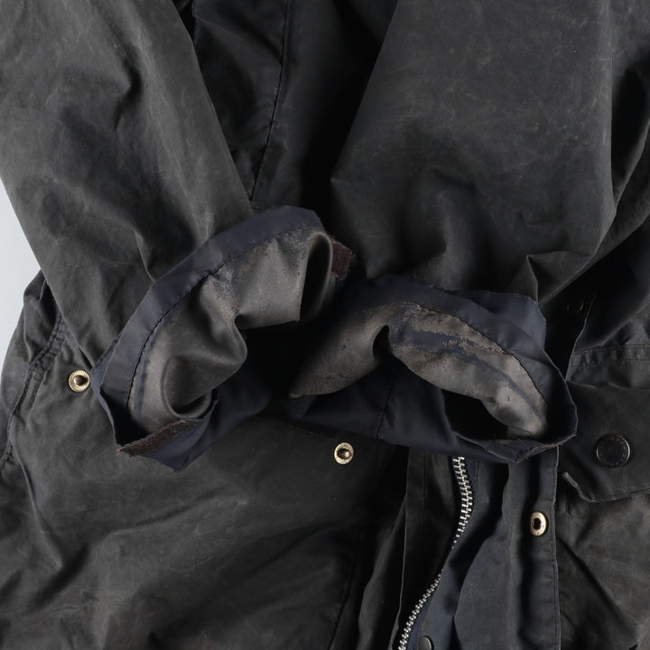 Vintage 1980'S Barbour BORDER 2 Warrant waxed cotton oiled jacket, made in England, men's size L cotton Khaki type Vintage Second Hand