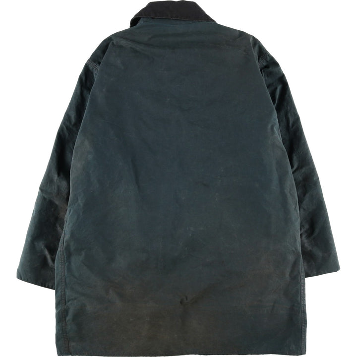 Vintage 1980'S Barbour BORDER 2 Warrant waxed cotton oiled jacket, made in England, men's size L unclear navy blue type Vintage Second Hand