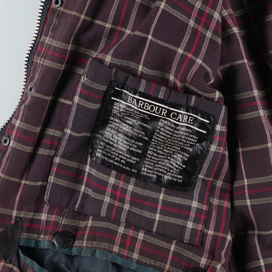 Vintage 1980'S Barbour BORDER 2 Warrant waxed cotton oiled jacket, made in England, men's size L unclear navy blue type Vintage Second Hand