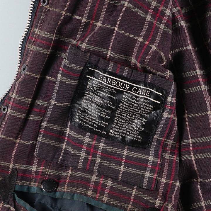 Vintage 1980'S Barbour BORDER 2 Warrant waxed cotton oiled jacket, made in England, men's size L unclear navy blue type Vintage Second Hand