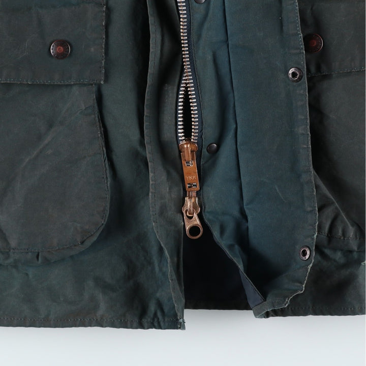 Vintage 1980'S Barbour BORDER 2 Warrant waxed cotton oiled jacket, made in England, men's size L unclear navy blue type Vintage Second Hand