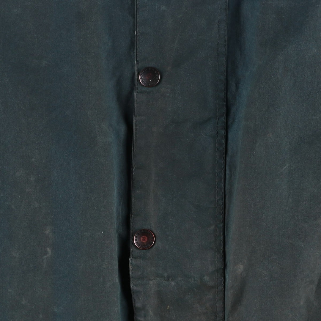 Vintage 1980'S Barbour BORDER 2 Warrant waxed cotton oiled jacket, made in England, men's size L unclear navy blue type Vintage Second Hand