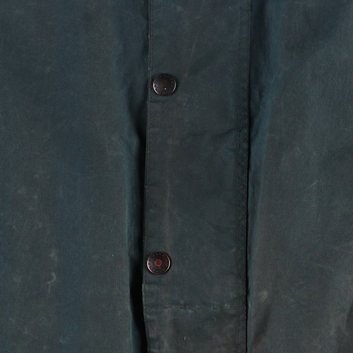Vintage 1980'S Barbour BORDER 2 Warrant waxed cotton oiled jacket, made in England, men's size L unclear navy blue type Vintage Second Hand
