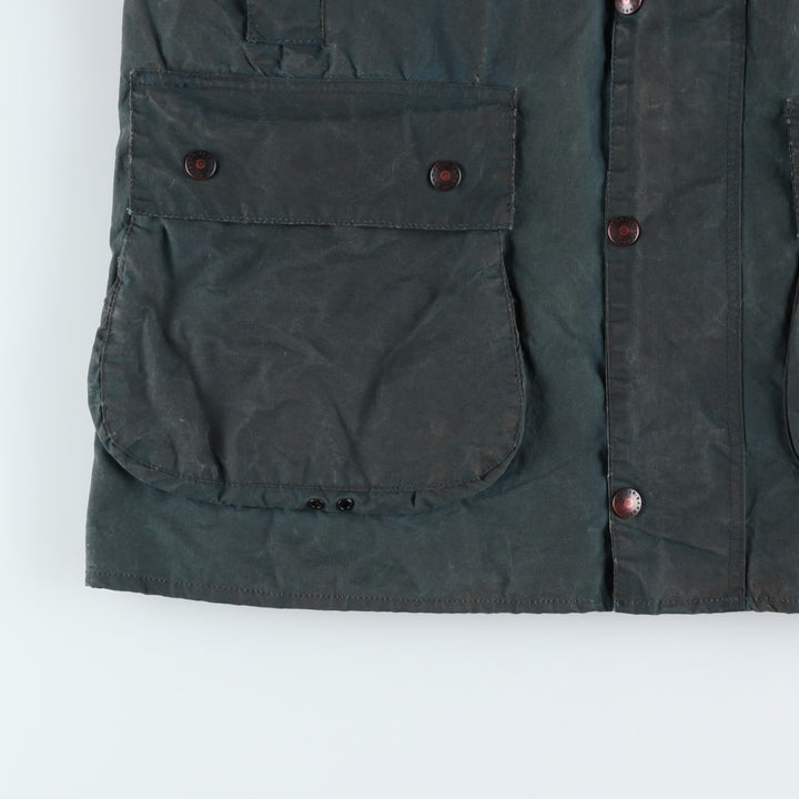 Vintage 1980'S Barbour BORDER 2 Warrant waxed cotton oiled jacket, made in England, men's size L unclear navy blue type Vintage Second Hand