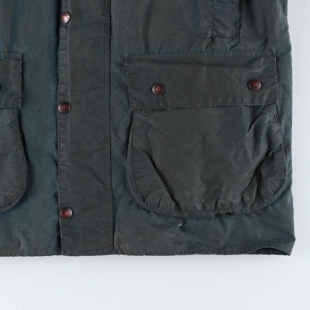 Vintage 1980'S Barbour BORDER 2 Warrant waxed cotton oiled jacket, made in England, men's size L unclear navy blue type Vintage Second Hand