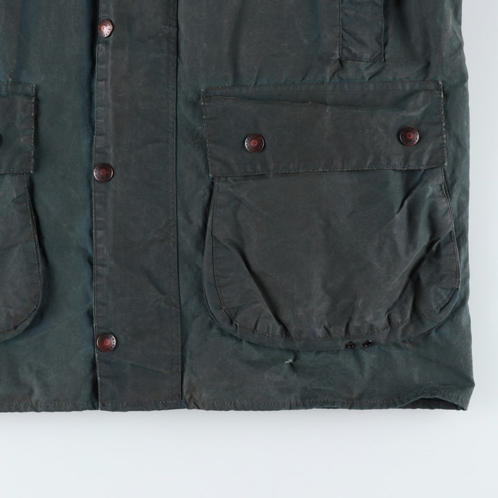 Vintage 1980'S Barbour BORDER 2 Warrant waxed cotton oiled jacket, made in England, men's size L unclear navy blue type Vintage Second Hand
