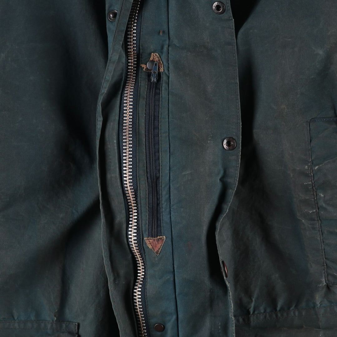 Vintage 1980'S Barbour BORDER 2 Warrant waxed cotton oiled jacket, made in England, men's size L unclear navy blue type Vintage Second Hand
