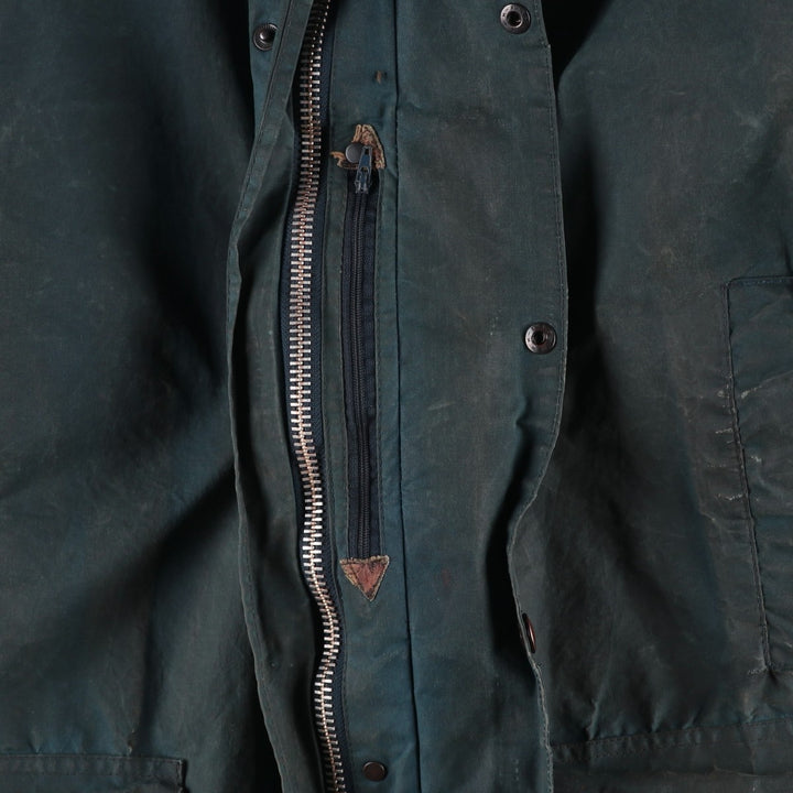 Vintage 1980'S Barbour BORDER 2 Warrant waxed cotton oiled jacket, made in England, men's size L unclear navy blue type Vintage Second Hand