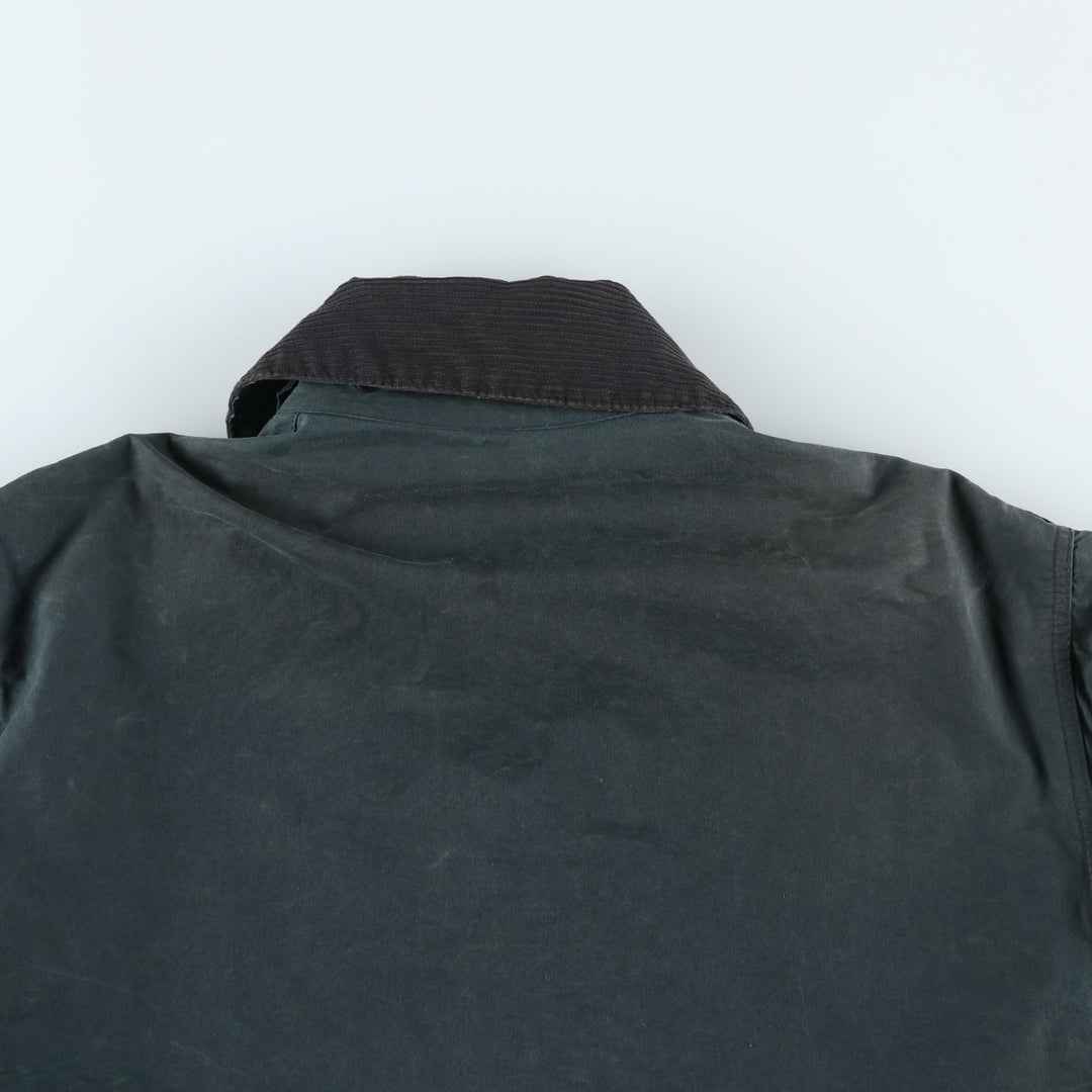 Vintage 1980'S Barbour BORDER 2 Warrant waxed cotton oiled jacket, made in England, men's size L unclear navy blue type Vintage Second Hand