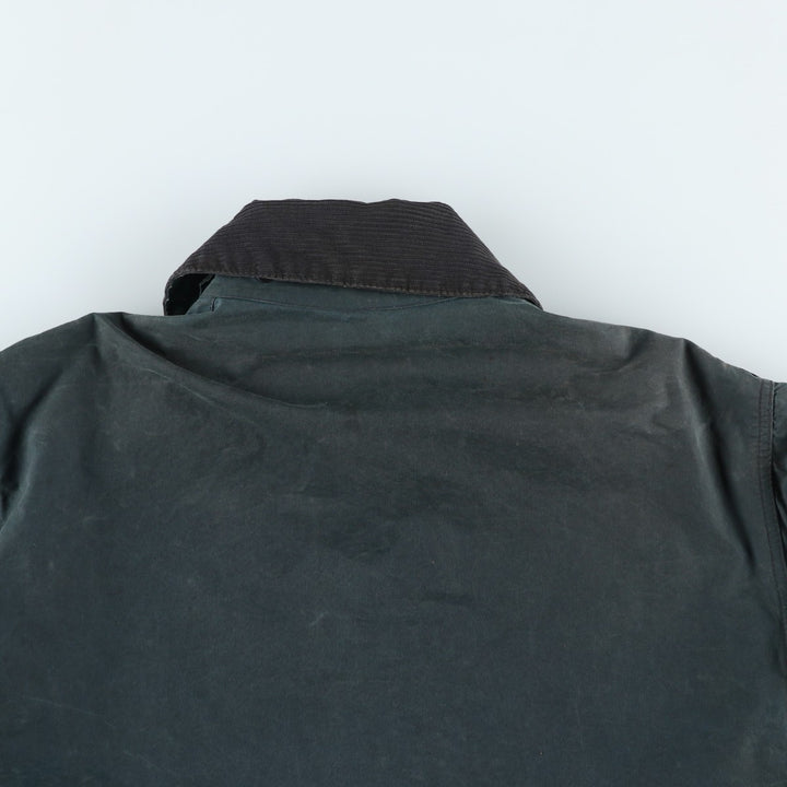 Vintage 1980'S Barbour BORDER 2 Warrant waxed cotton oiled jacket, made in England, men's size L unclear navy blue type Vintage Second Hand